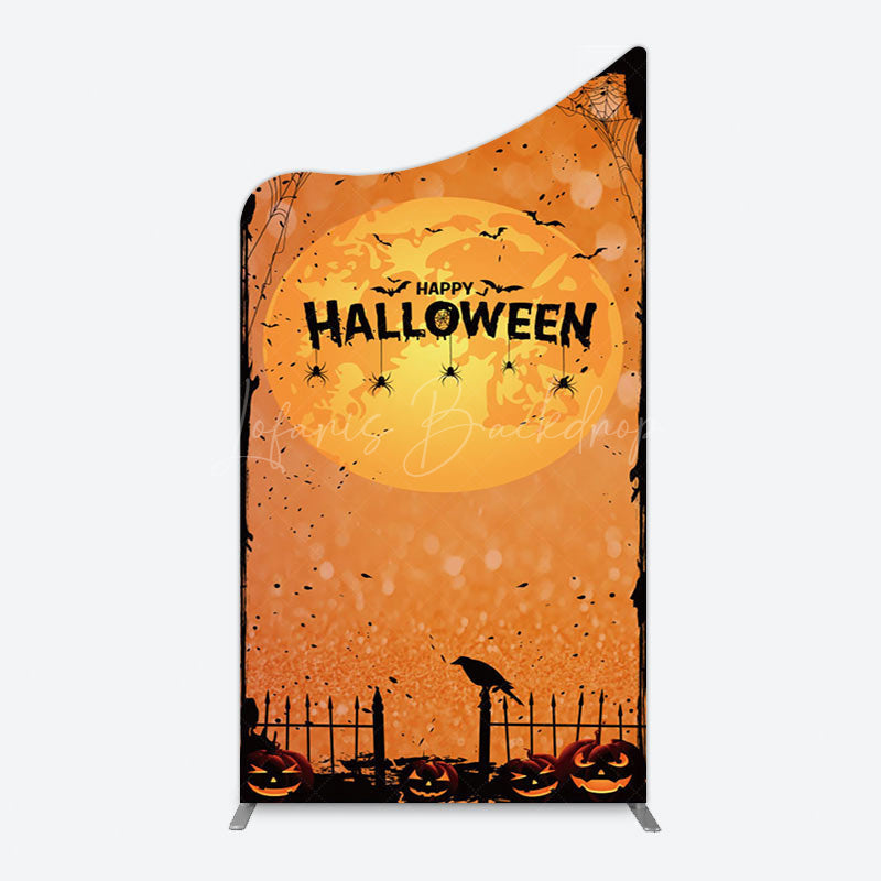 Lofaris Scary Orange Halloween Moon Night Arch Backdrop