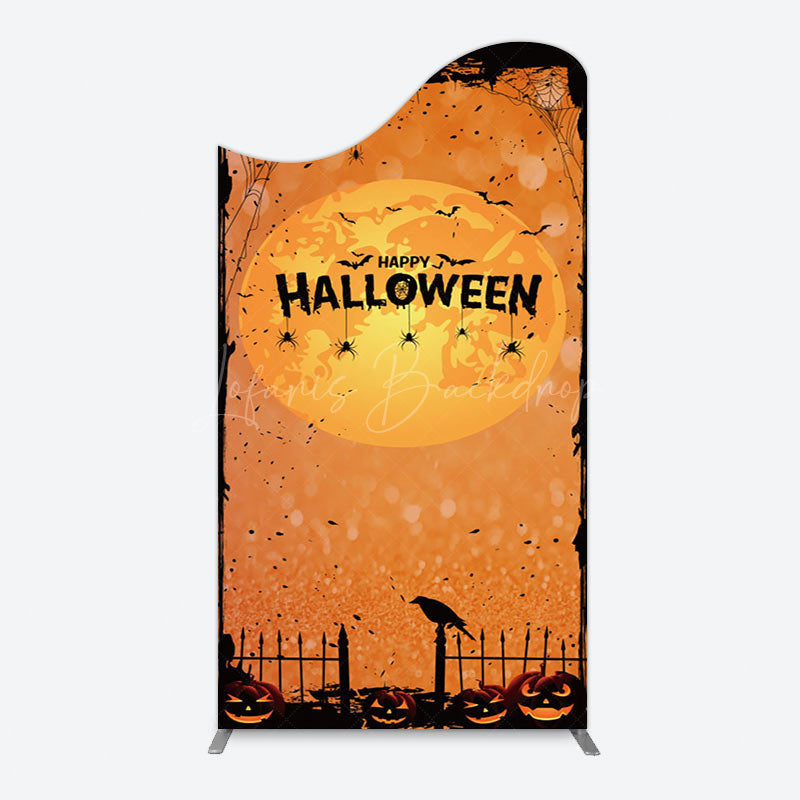 Lofaris Scary Orange Halloween Moon Night Arch Backdrop
