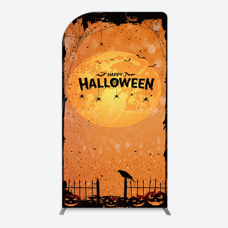 Lofaris Scary Orange Halloween Moon Night Arch Backdrop