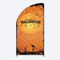 Lofaris Scary Orange Halloween Moon Night Arch Backdrop