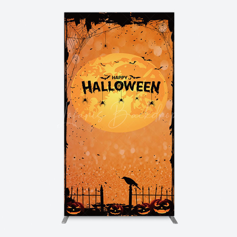 Lofaris Scary Orange Halloween Moon Night Arch Backdrop