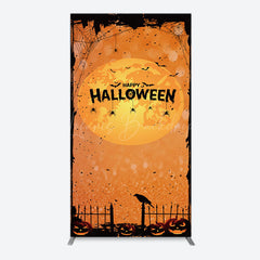 Lofaris Scary Orange Halloween Moon Night Arch Backdrop