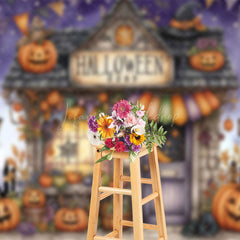 Lofaris Scary Pumpkin Cabin Happy Halloween Photo Backdrop