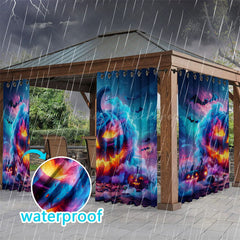 Lofaris Scary Pumpkin Waterproof Printed Outdoor Curtains