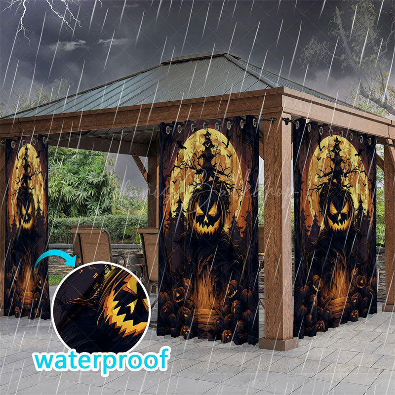 Lofaris Scary Pumpkins Waterproof Printed Outdoor Curtains