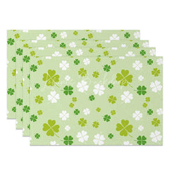 Lofaris Scattered Shamrock Pattern Set of 4 Placemats St. Patricks Day Green and White Clover Table Mats
