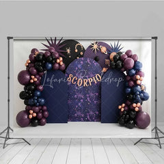 Lofaris Scorpio Zodiac Photography Backdrop Dark Purple and Black Birthday Party Background