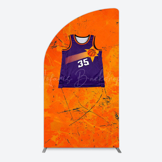 Lofaris Scratched Orange Purple Jersey Sports Half Moon Arch Backdrop