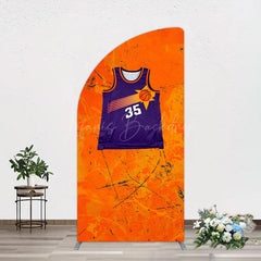 Lofaris Scratched Orange Purple Jersey Sports Half Moon Arch Backdrop