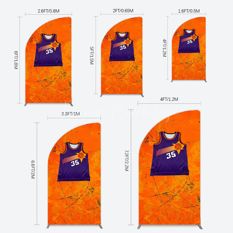 Lofaris Scratched Orange Purple Jersey Sports Half Moon Arch Backdrop