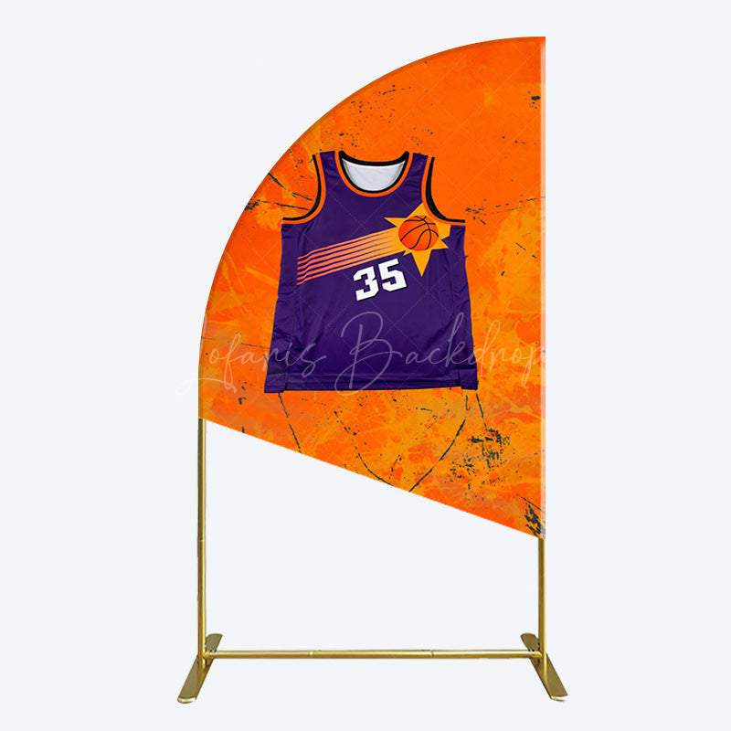 Lofaris Scratched Orange Purple Jersey Sports Half Moon Arch Backdrop