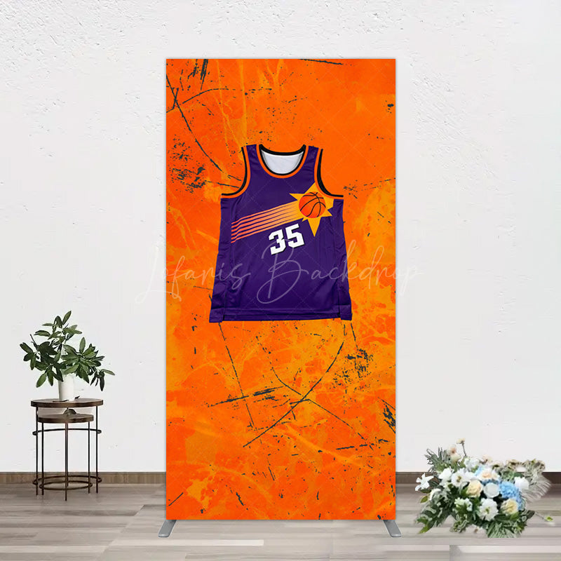 Lofaris Scratched Orange Purple Jersey Sports Rectangle Backdrop
