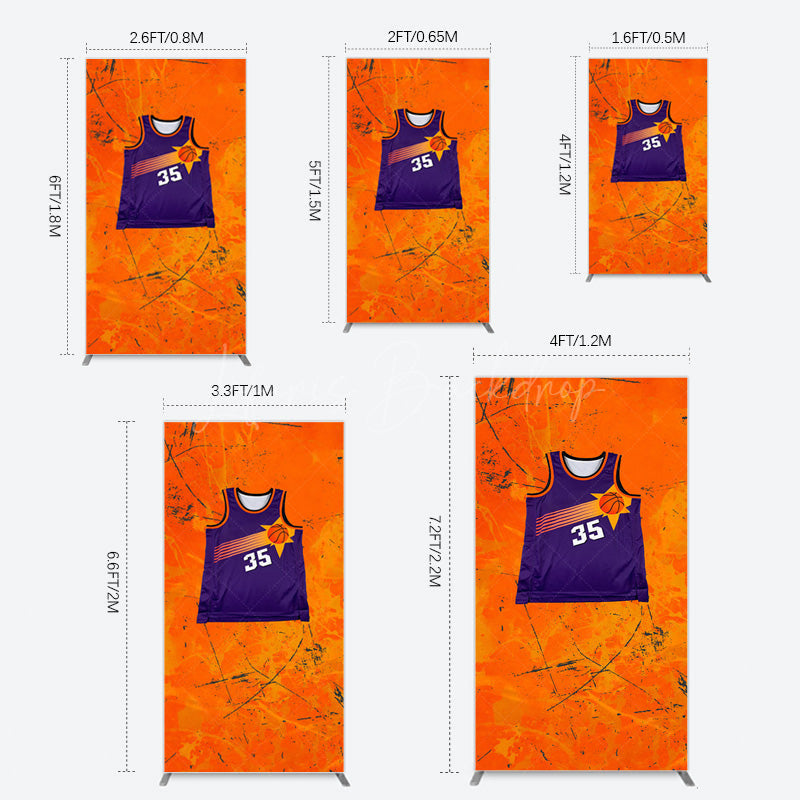 Lofaris Scratched Orange Purple Jersey Sports Rectangle Backdrop