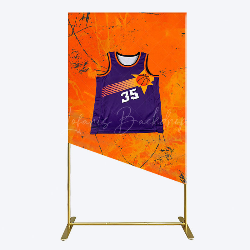Lofaris Scratched Orange Purple Jersey Sports Rectangle Backdrop
