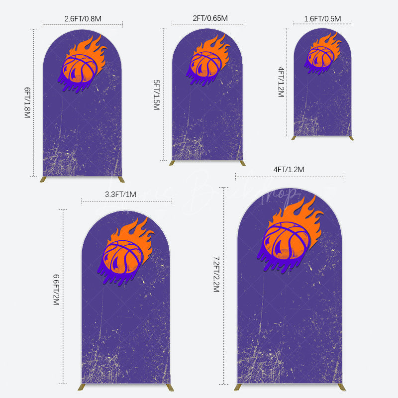 Lofaris Scratched Purple Hot Basketball Sport Arch Backdrop