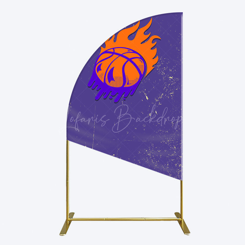 Lofaris Scratched Purple Hot Basketball Sport Half Moon Arch Backdrop