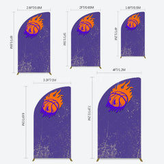 Lofaris Scratched Purple Hot Basketball Sport Half Moon Arch Backdrop