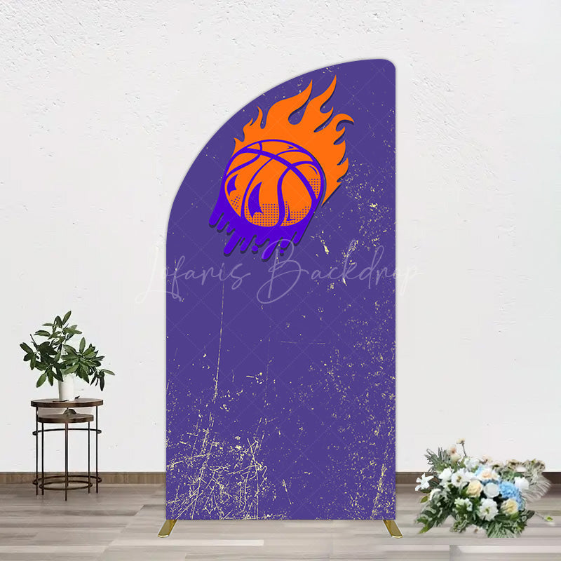 Lofaris Scratched Purple Hot Basketball Sport Half Moon Arch Backdrop