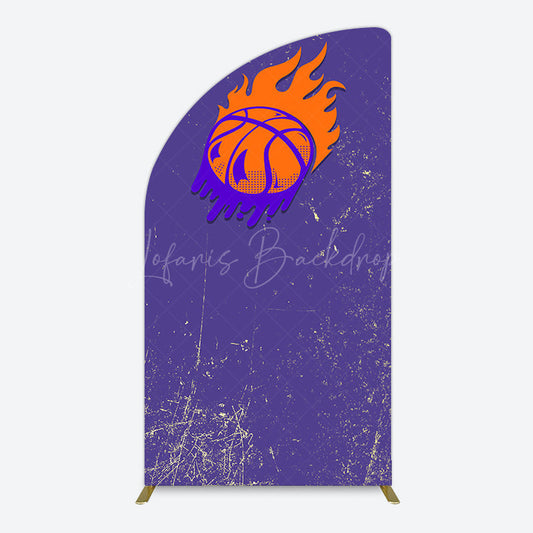 Lofaris Scratched Purple Hot Basketball Sport Half Moon Arch Backdrop