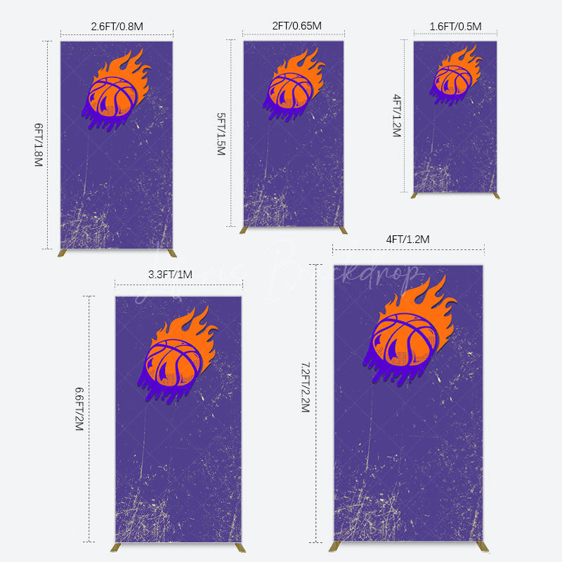 Lofaris Scratched Purple Hot Basketball Sport Rectangle Backdrop