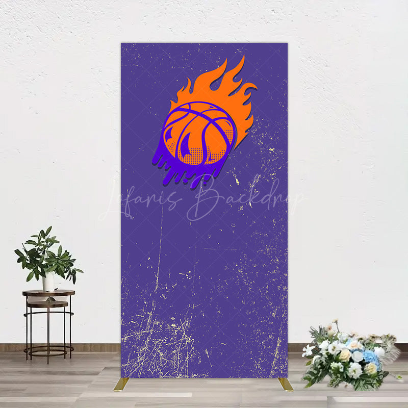 Lofaris Scratched Purple Hot Basketball Sport Rectangle Backdrop
