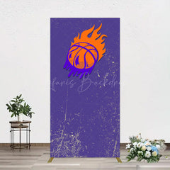 Lofaris Scratched Purple Hot Basketball Sport Rectangle Backdrop