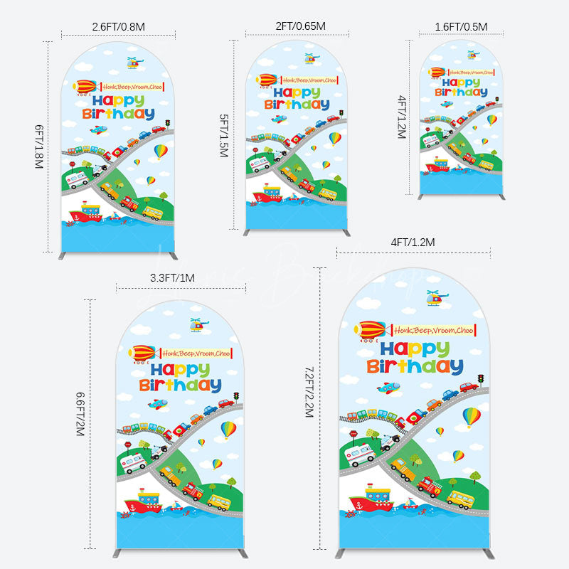 Lofaris Sea Land Air Transportation Birthday Arch Backdrop