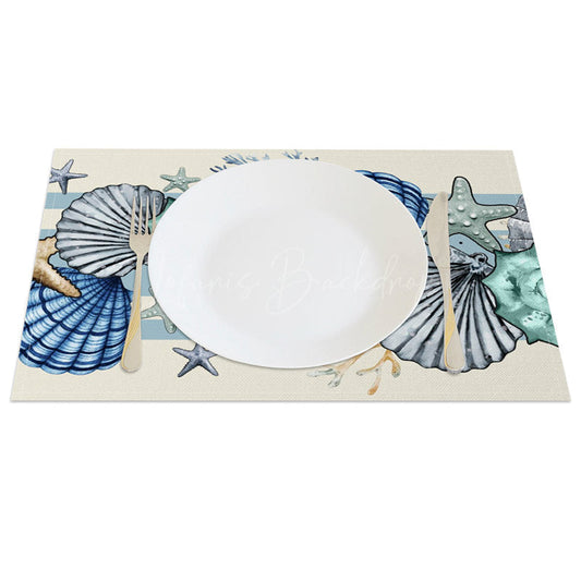 Lofaris Sea Star Shell And Coral Summer Set of 4 Placemats