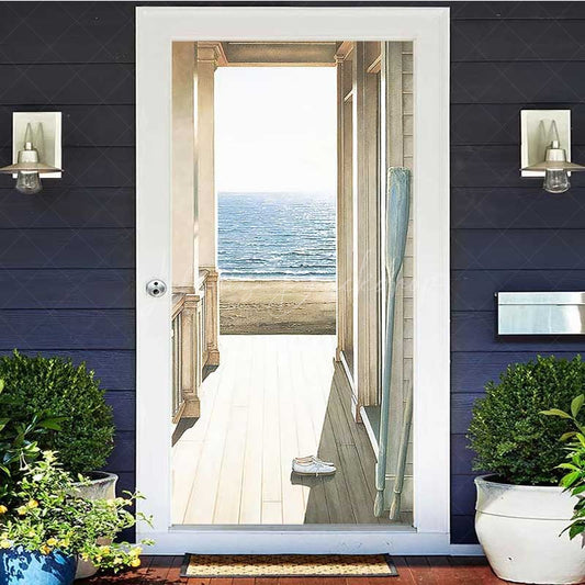 Lofaris Seaside Corridor Natural Beach Scenery Door Cover