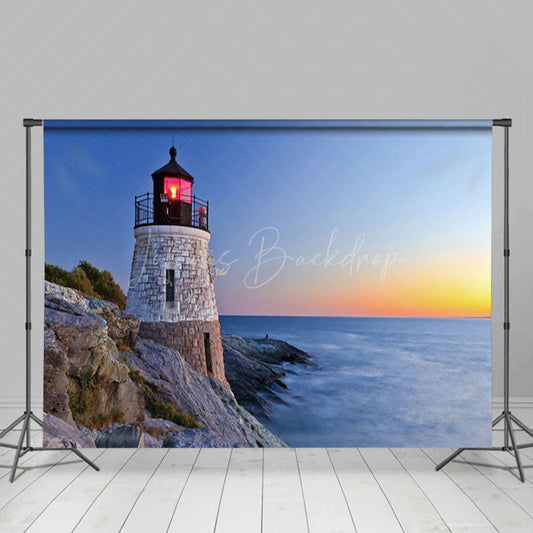 Lofaris Seaside Lighthouse Sunset Scenery Photo Backdrop