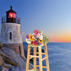 Lofaris Seaside Lighthouse Sunset Scenery Photo Backdrop