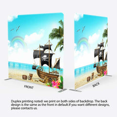 Lofaris Seaside Rainbow Pirate Ship Square Tension Backdrop