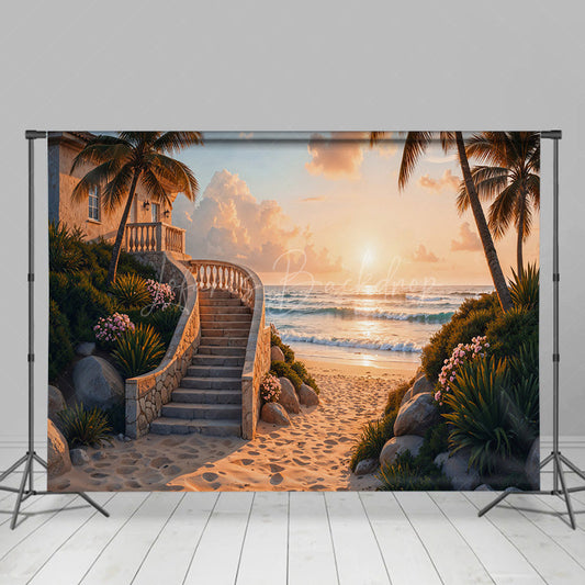 Lofaris Seaside Vacation Villa Summer Beach Sunset Backdrop