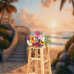 Lofaris Seaside Vacation Villa Summer Beach Sunset Backdrop