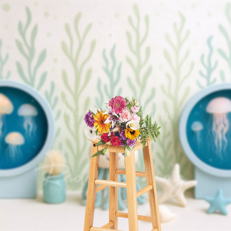 Lofaris Seaweed Jellyfish Under The Sea Cake Smash Backdrop