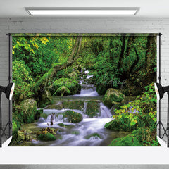 Lofaris Serene Creek Cascad Waterfall Mossy Rocks Backdrop