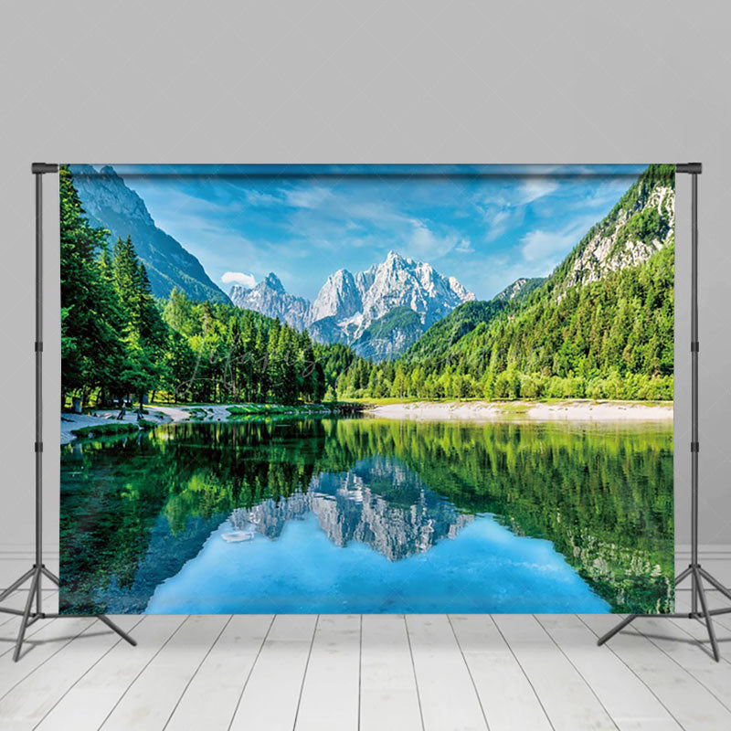 Lofaris Serene Snowy Mountain Clear Lake Reflection Backdrop