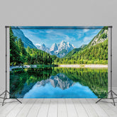Lofaris Serene Snowy Mountain Clear Lake Reflection Backdrop