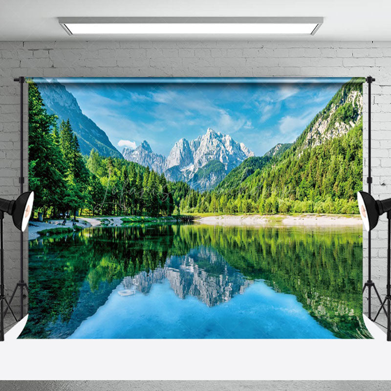 Lofaris Serene Snowy Mountain Clear Lake Reflection Backdrop