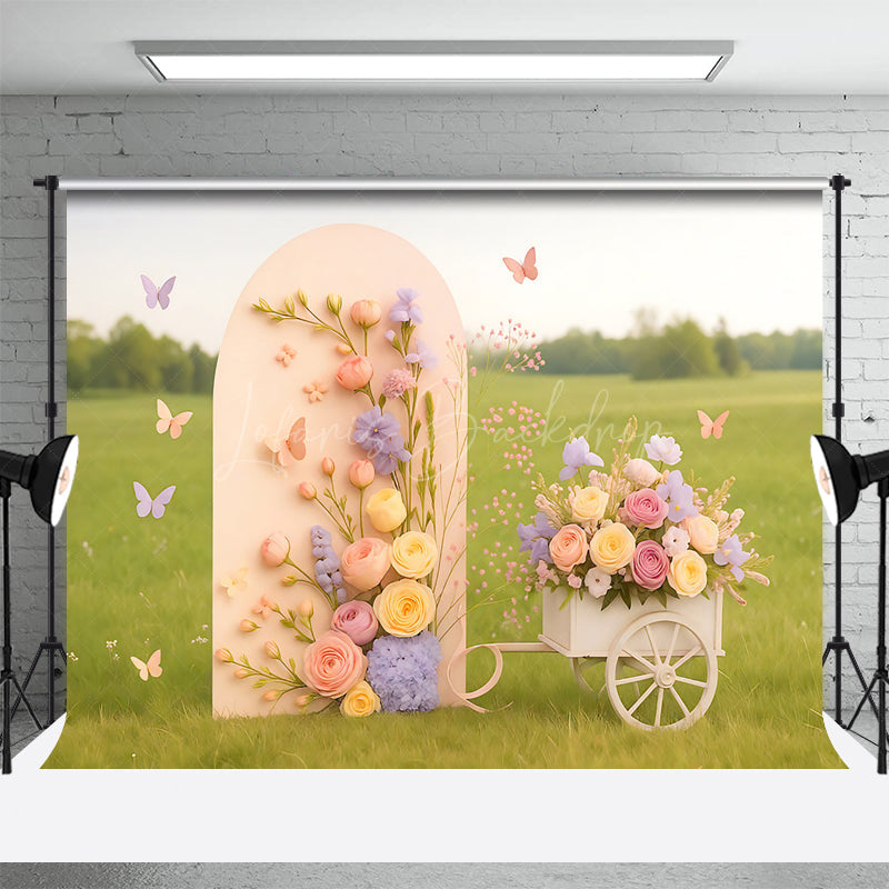 Lofaris Serene Sunlit Field Spring Butterfly Wedding Backdrop