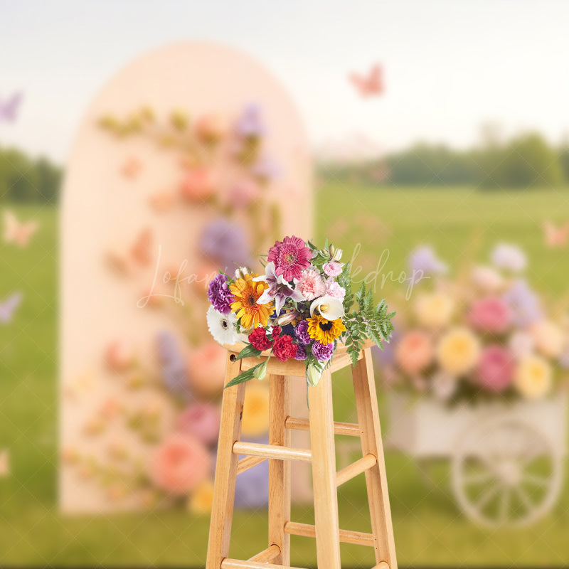 Lofaris Serene Sunlit Field Spring Butterfly Wedding Backdrop