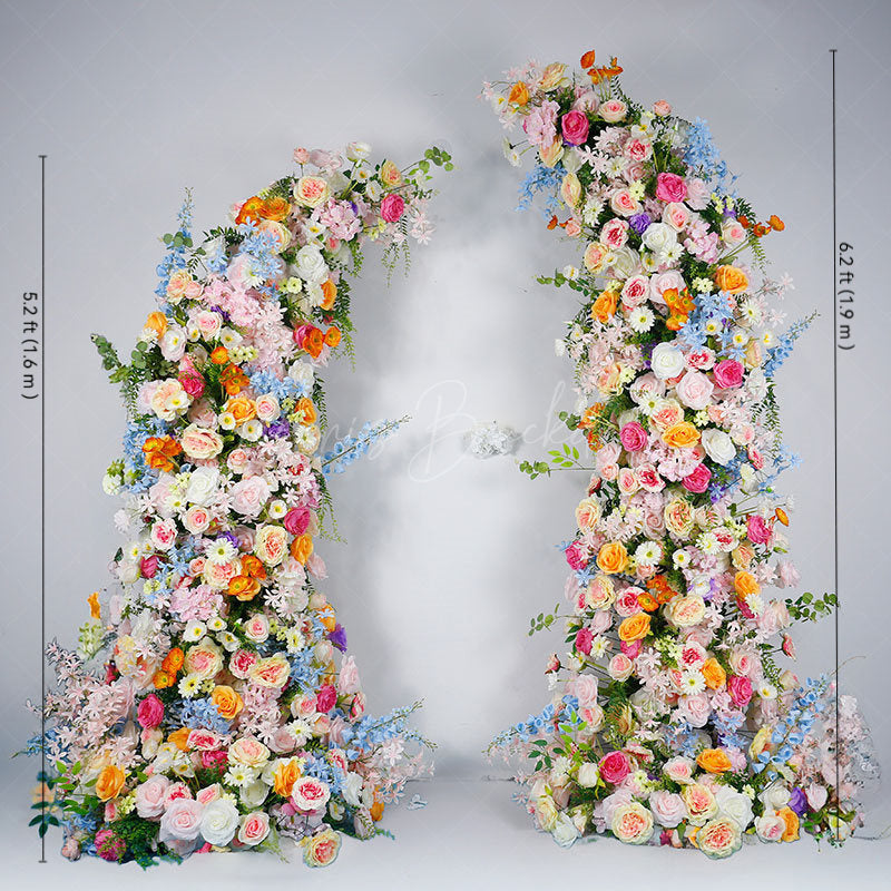 Lofaris Set of 2 Colorful Artificial Floral Moon Arch