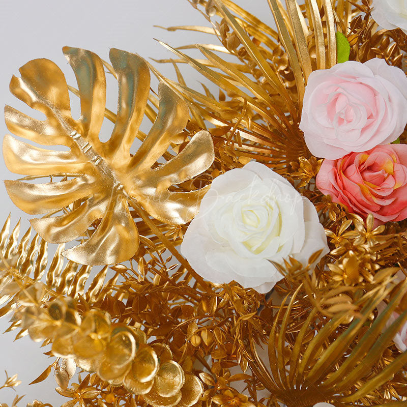 Lofaris Set of 2 Gold Leaves Floral Archway For Wedding