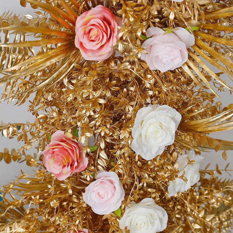 Lofaris Set of 2 Gold Leaves Floral Archway For Wedding