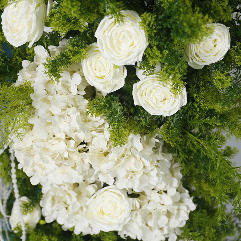 Lofaris Set of 2 Plant White Rose Wedding Floral Horn Arch