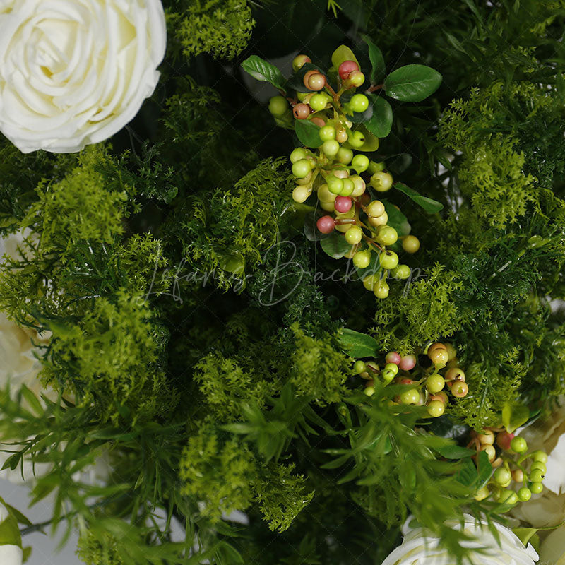 Lofaris Set of 2 Plant White Rose Wedding Floral Horn Arch
