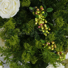 Lofaris Set of 2 Plant White Rose Wedding Floral Horn Arch