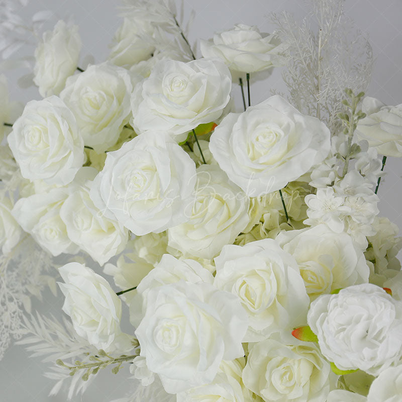 Lofaris Set of 2 White Rose Moon Shape Wedding Floral Arch