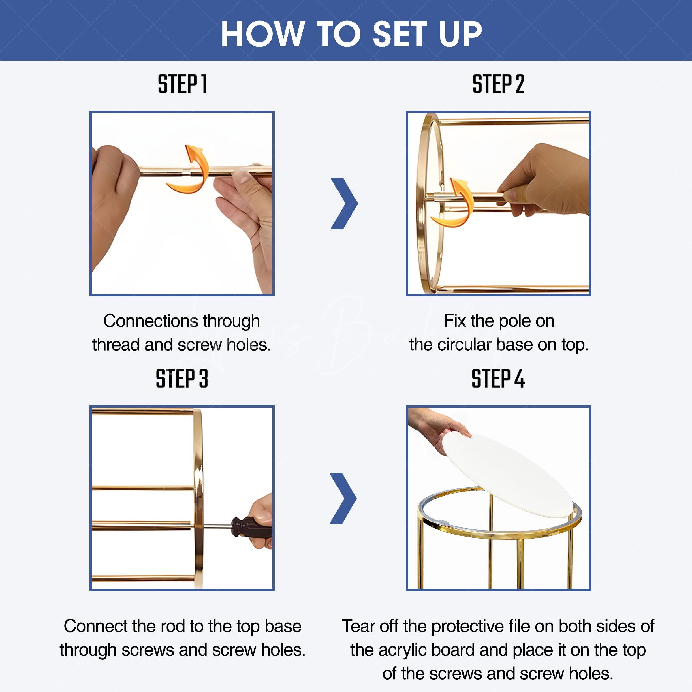 Lofaris Set of 3 Gold Metal Cake Display Cylinder Stand