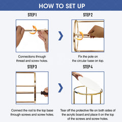 Lofaris Set of 3 Gold Metal Cake Display Cylinder Stand